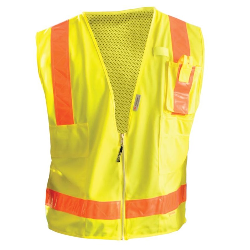 High Visibility Premium Solid/Mesh Gloss Safety Vest Yellow